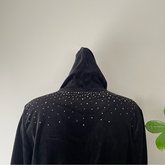 Y2K Vintage Zoey & Beth Velvet Velour Zip Up Hoodie Rhinestones Embellished - Picture 3 of 12